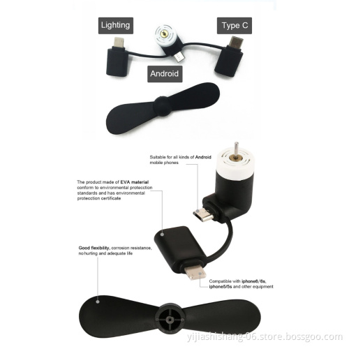 2021 Promotion Gift 3in1 Micro Mobile Phones Handheld Mist Portable Cooling Flexible Usb Cellphone Small Mini Fans For iPhone